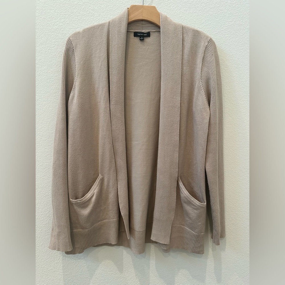 Cozy Tan Open Front Cardigan